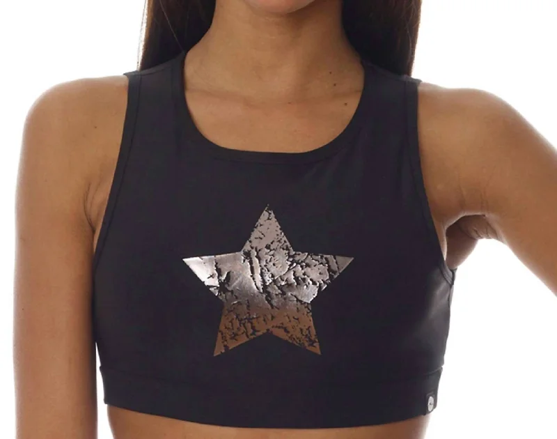 Chrome Star Low Impact Sports Bra In Black