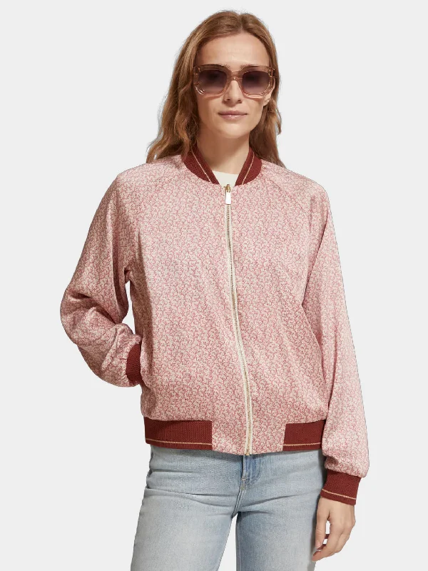 Coral printed reversible bomber jacket Trendy Women's 