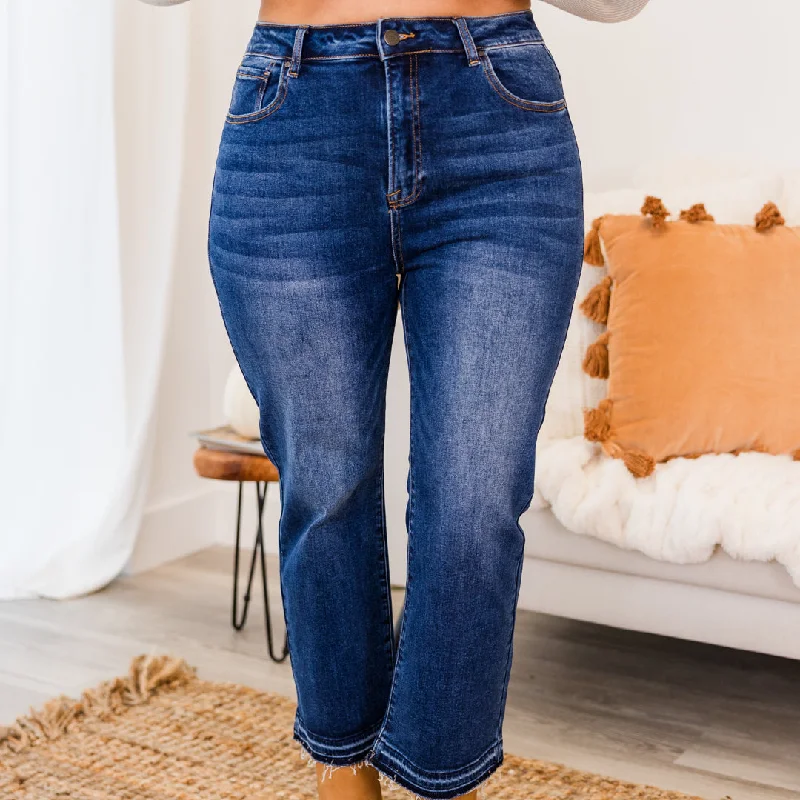 Boss Mindset Jeans, Dark Wash Feminine Women's Style 