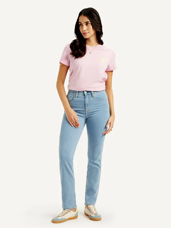 Women's High Rise 724 Slim Straight Fit Light-Blue Jeans Confident Women's High - fashion