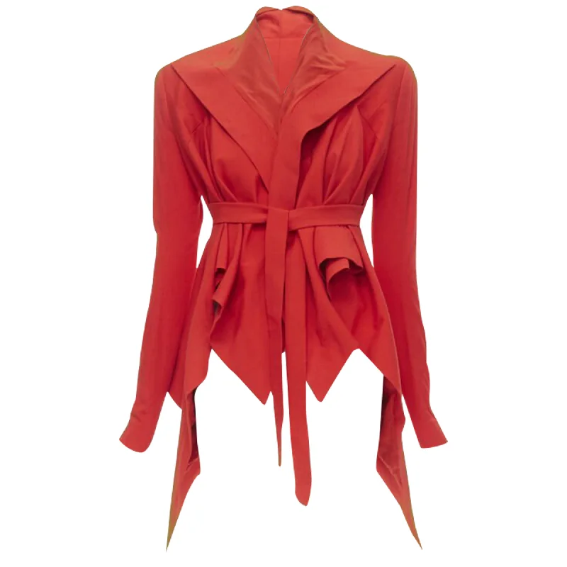Garteh Pugh shoulder padded draped hem belted jacket purpose