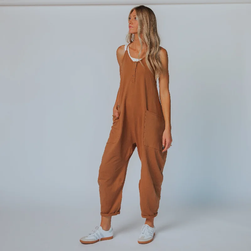 Women's Tank Romper - Camel Relaxed Women's 