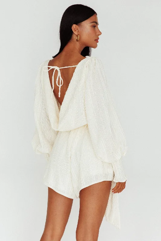Summer Lover Long Sleeve Romper Cream Contemporary 