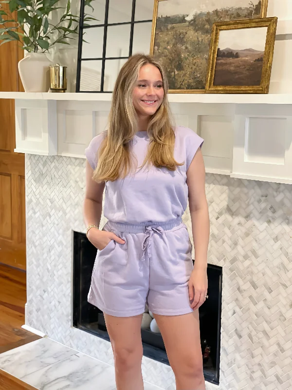 Keep It Comfy Romper - Lavender Athletic Women's 