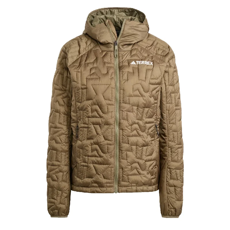 Adidas Terrex Womens Terrex Xperior Primaloft Loose Fill Insulated Hooded Jacket Olive Strata Disco