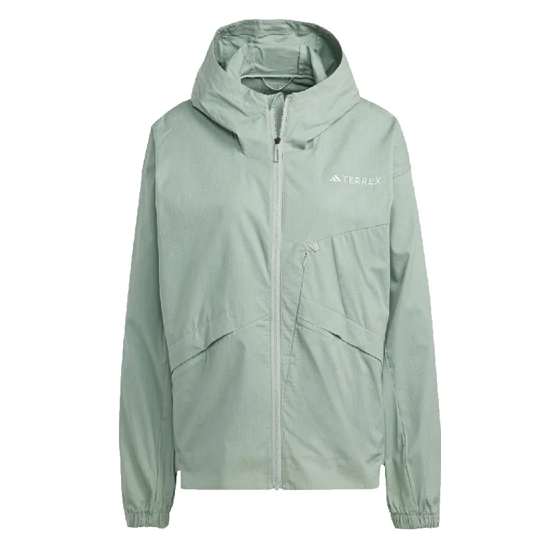 Adidas Terrex Womens Xploric Waterproof Jacket Silver Green Sustainable Organic