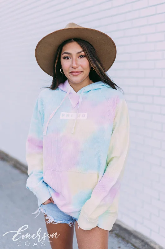 Phi Mu Spring Tie Dye Corded Hoodie Bold Women's Statement