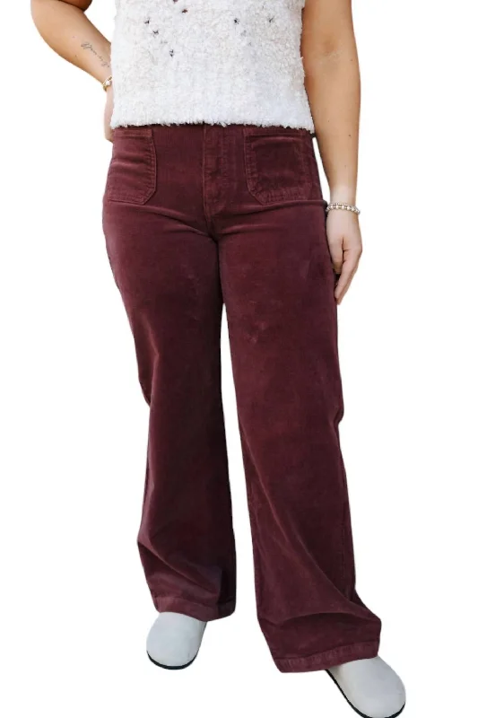 Corduroy Patch Pants In Burgundy purpose
