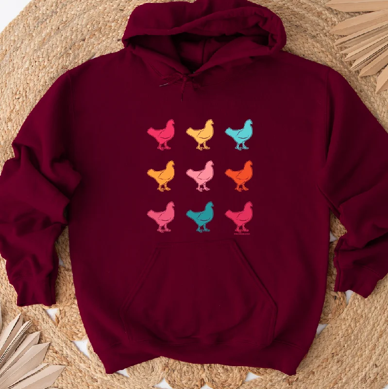 Colorful Chicken Bundle Hoodie (S-3XL) Unisex - Multiple Colors! Cool Women's Distressed