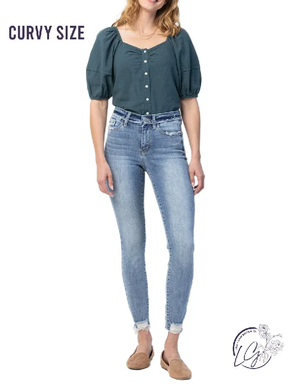 Curvy Alana Mid-Rise Waistband Detail Skinny by Judy Blue Disco