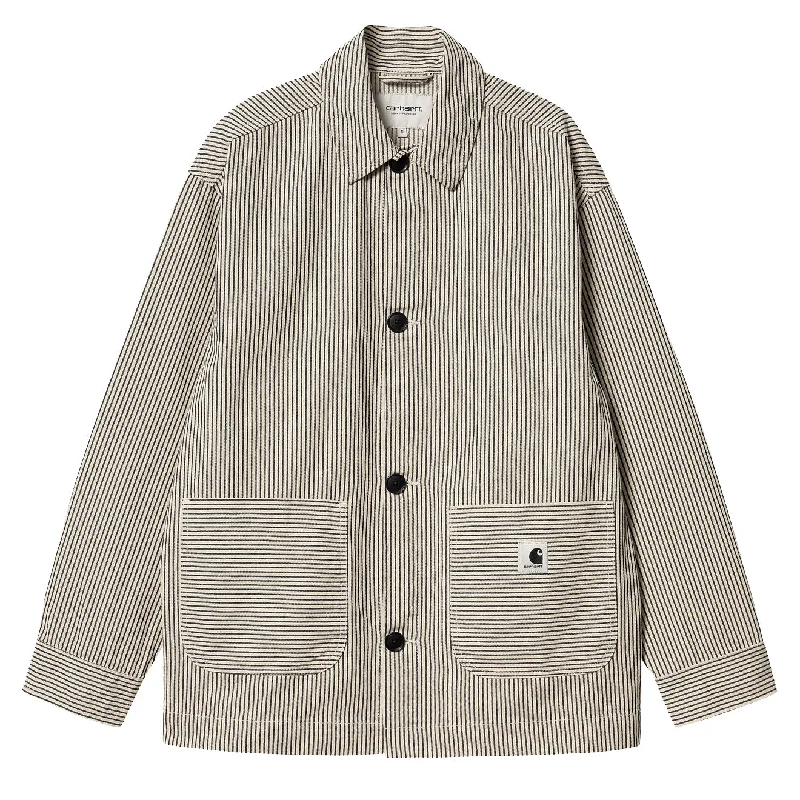 Carhartt WIP Womens Haywood Coat Haywood Stripe Wax/Black Laid - back Women's Style Carhartt WIP Womens Haywood Coat Haywood Stripe Wax/Black Laid - back Women's Style