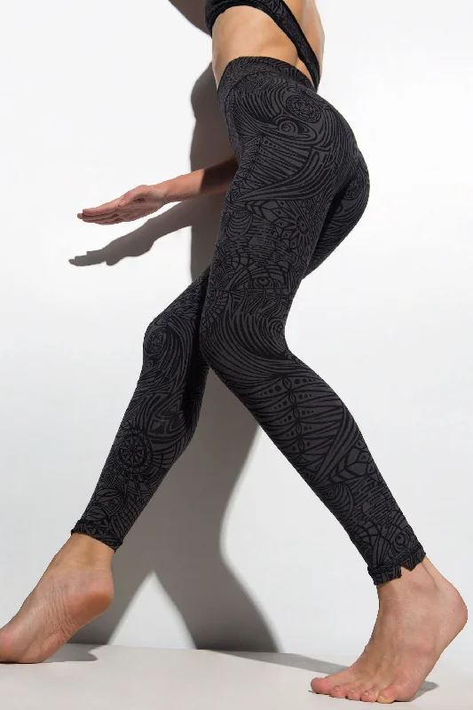 Tribal Leggings - Black Grey