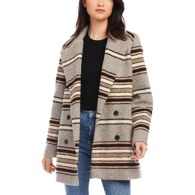 Womens Wool Blend Double-Breasted Pea Coat Vacation