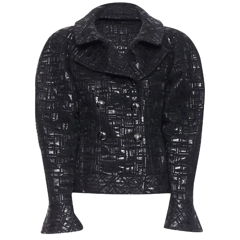 Chanel cyber tweed bomber sleeve double breasted jacket Earthy Women's Hemp - based