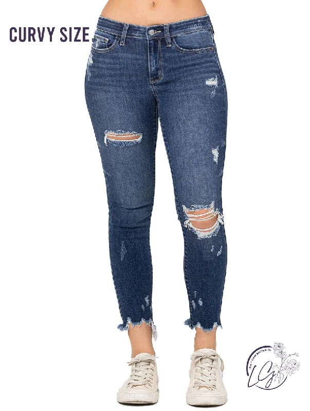 Curvy Rosie Mid-Rise Distressed Skinny by Judy Blue Practical Women's Quick - dry