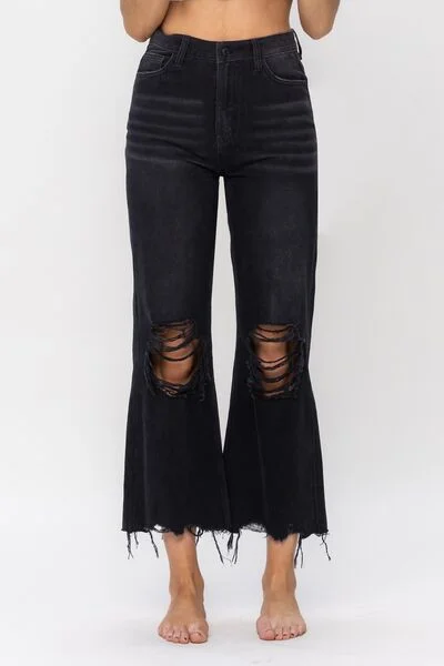 Vervet by Flying Monkey Vintage Ultra High Waist Distressed Crop Flare Jeans Refined Women's Classic 