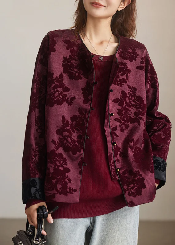 Vintage Purple O-Neck Patchwork Coats Spring Practical Women's Multi - 