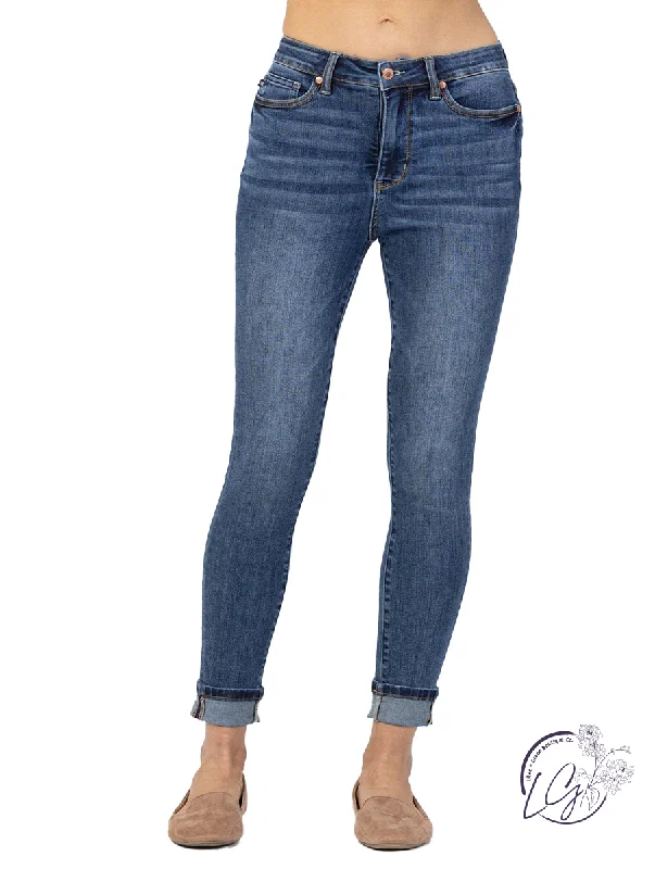Lindsey High-Rise Cuffed Skinny by Judy Blue Cool Women's Distressed