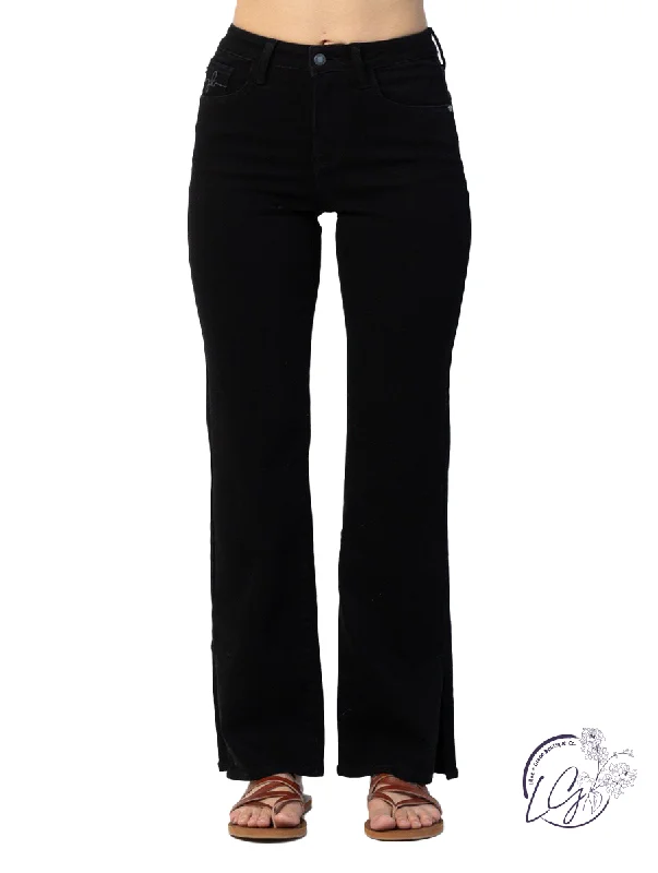 Lena High-Rise Slit Hem Straight by Judy Blue Streetwear Style for 