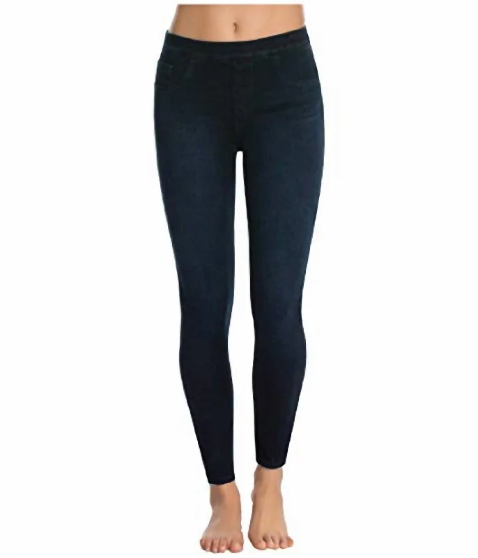 Jean-Ish Ankle Leggings Twilight Rinse In Black Sleek Women's Metallic