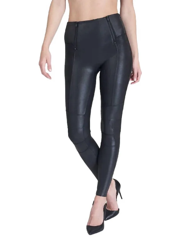 Hip Zip Leggings In Very Black