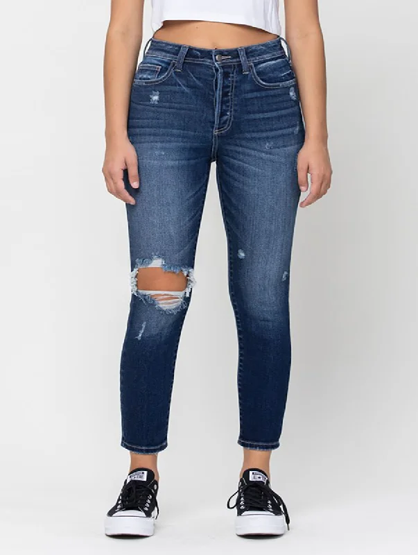 Aria High-Rise Distressed Button Fly Skinny by Cello Jeans Women