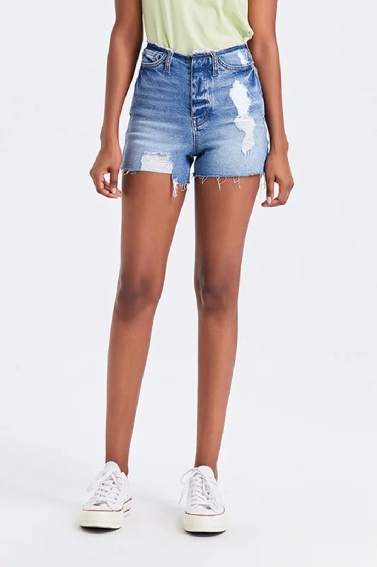 BAYEAS High Rise Bandless Denim Shorts Refined Women's 