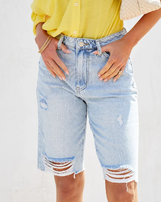 Haley High Rise Distressed Denim Bermuda Shorts Dynamic Women's Moto