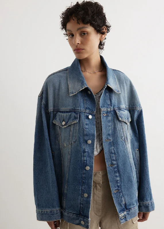 Morris Vintage Denim Jacket Classic Women's Pin - striped