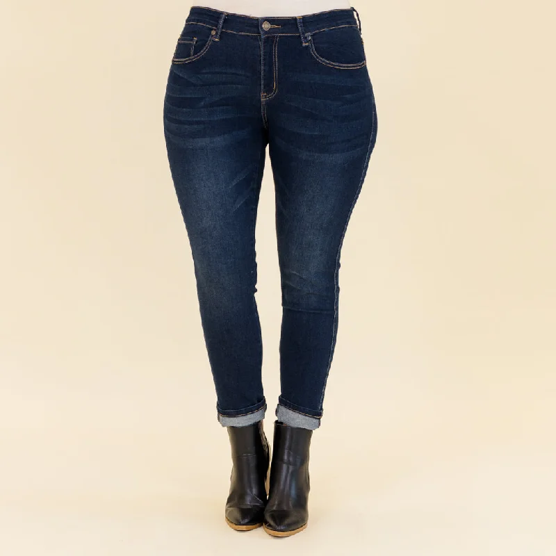 Casting Shadows Skinny Jeans, Dark Wash Sleek Women's Metallic