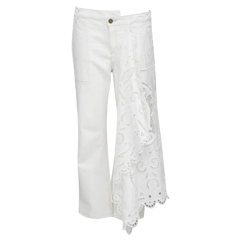Monse denim cotton embroidery anglais draped trim straight leg Jeans Minimalist Women's Casual
