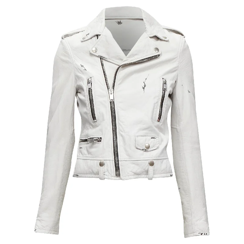 Saint Laurent Hedi Slimane lambskin leather distressed biker Cashmere