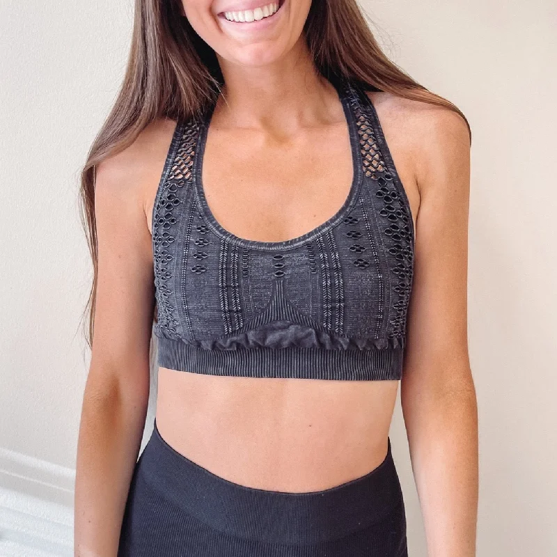 Vintage Black Bralette Youthful Women's Anime - inspired