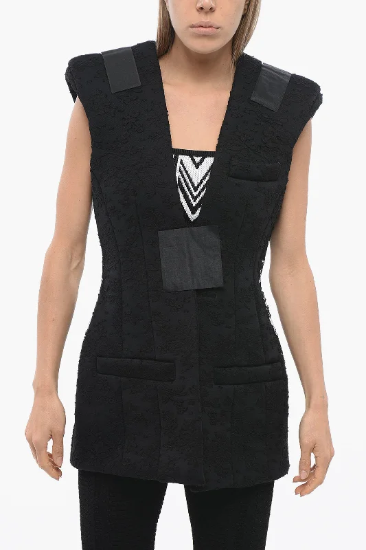 Balmain Padded Lace Vest With Velcro Closure