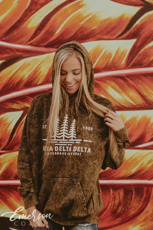 Delta Delta Delta Sisterhood Retreat Mineral Wash Hoodie Stylish Women's Neon