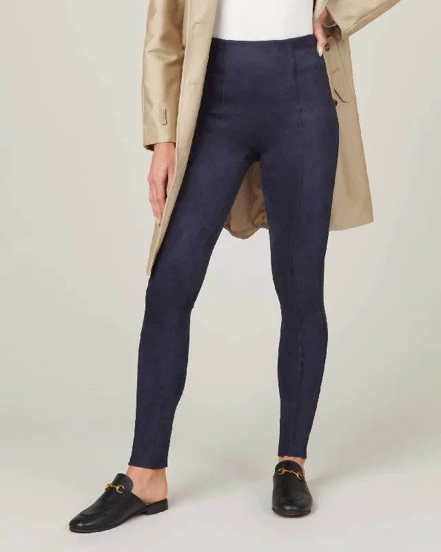 Faux Suede Leggings In Classic Navy Feminine Women's Soft 