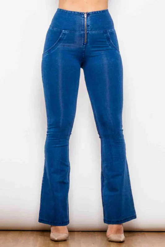 High Waist Zip Detail  Flare Long Jeans Adventure