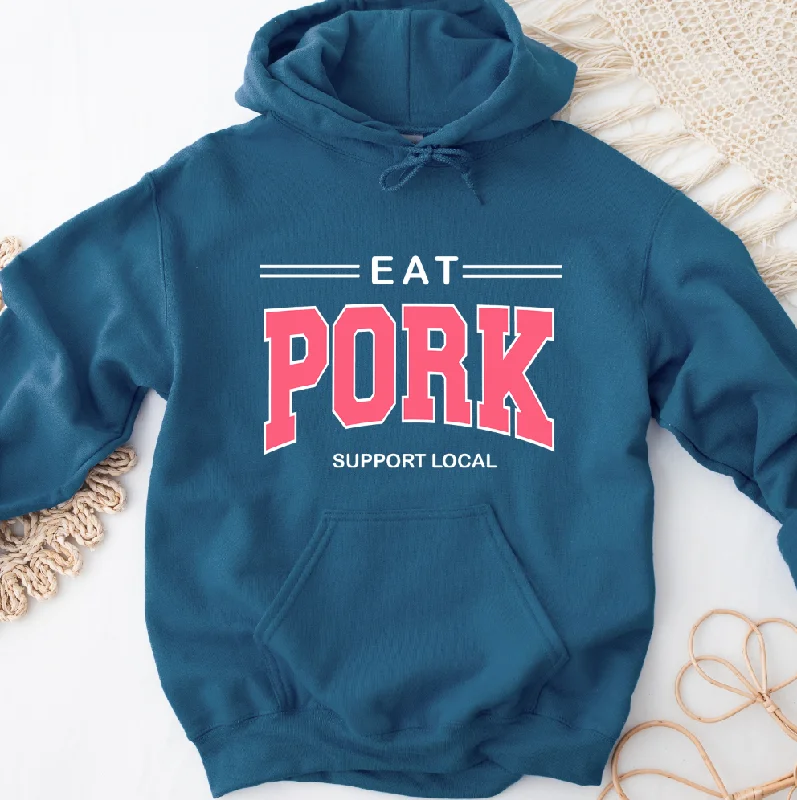 Eat Pork Support Local PINK Hoodie (S-3XL) Unisex - Multiple Colors! Feminine Women's Soft Eat Pork Support Local PINK Hoodie (S-3XL) Unisex - Multiple Colors! Feminine Women's Soft