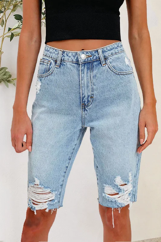 Distressed Pocketed Denim Shorts Vintage Women's 1970S 