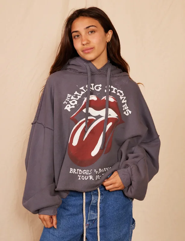 Rolling Stones Bridges to Babylon Hoodie, Fog Sharp Women's Italian