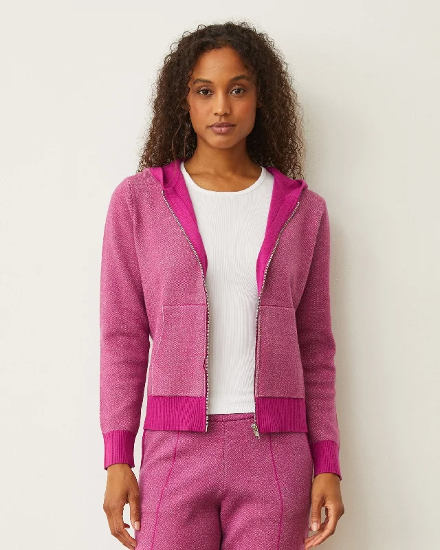 Soft Knit Two Tone Zip Up Hoody