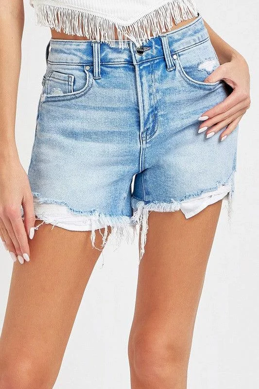 HIGH RISE-PIKABOO LINING SHORTS S-XL Artistic Women's Hand - painted