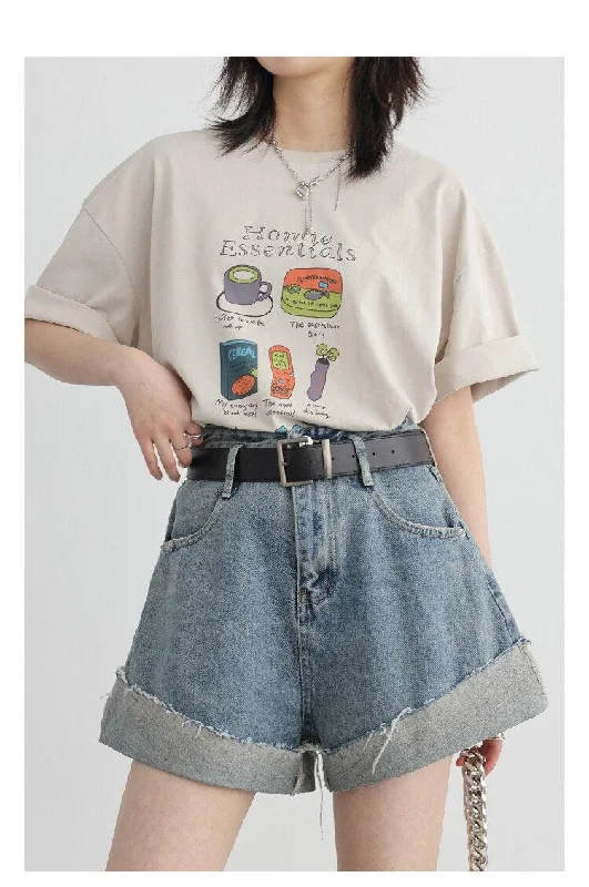 Distressed and Slit Jean Shorts Practical Women's Multi - 