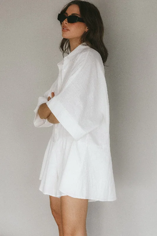 Daytona Beach Button-Up Romper White Refined Women's Hand - crafted