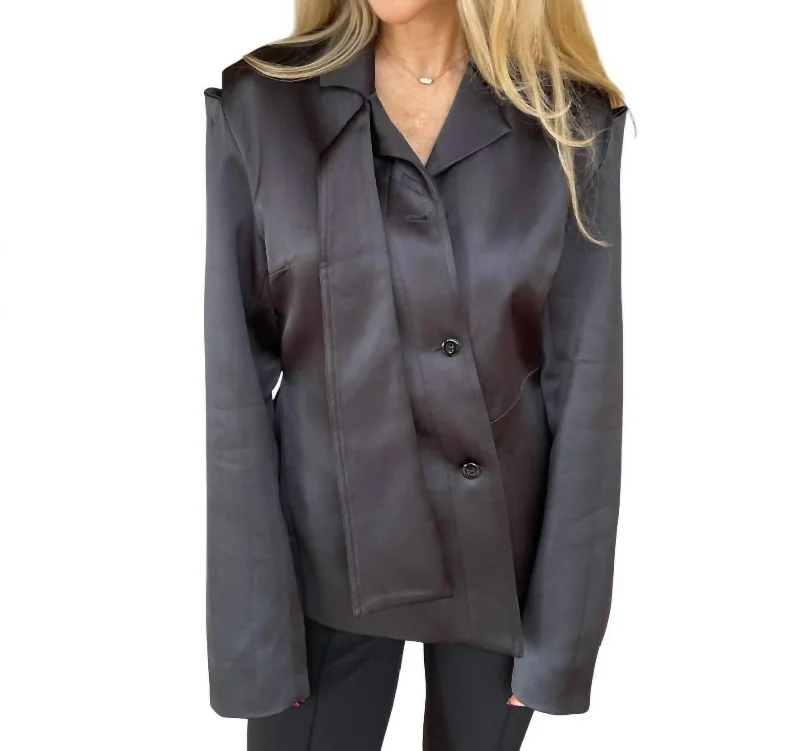 Nanci Satin Jacket In Jet Black