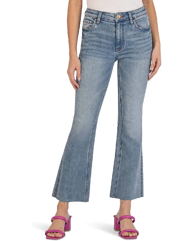 Kelsey High Rise Fab Ab Ankle Flare Jeans In Comprehensive Wash Laid - back Women's Style
