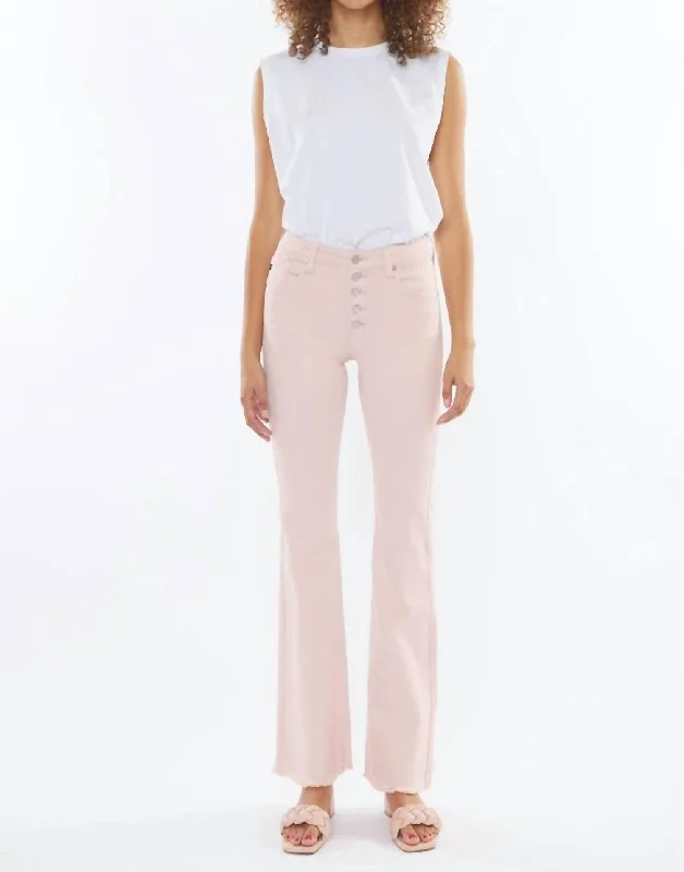 High Rise Flare Jean In Pink Cashmere