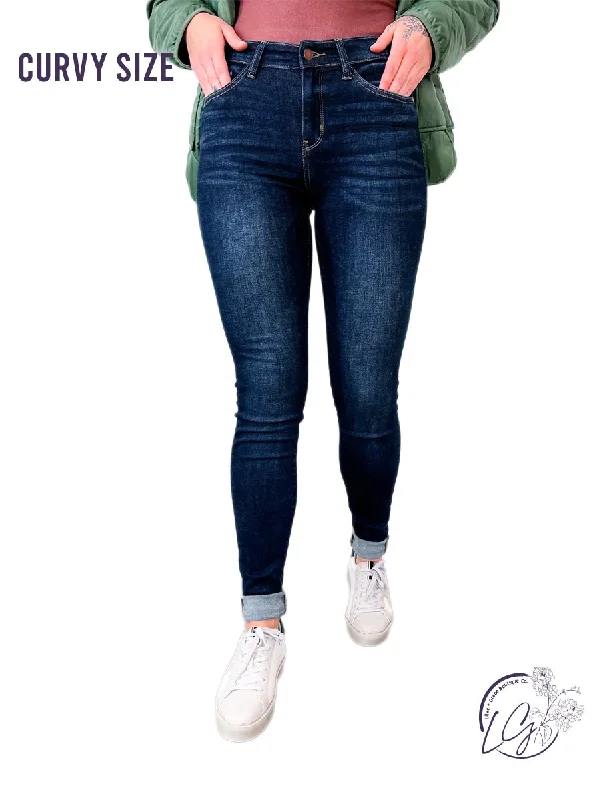 Curvy Lulu Mid-Rise Dark Denim Skinny Jean By Judy Blue Contemporary 