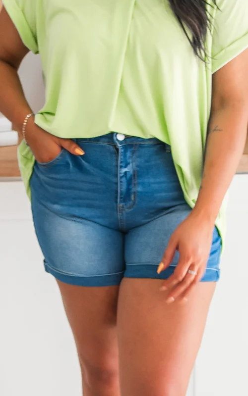 High Rise Tummy Control Denim Shorts - Final Sale Cashmere