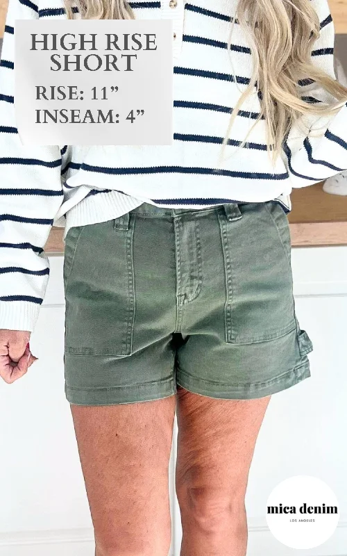 The Olive Super High Carpenter Denim Shorts | MICA - Final Sale Tough Women's Military - inspired